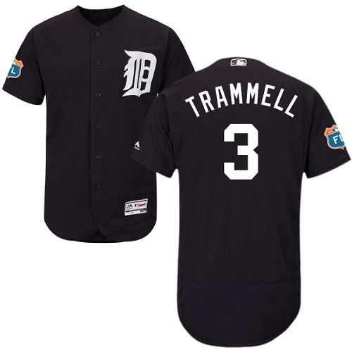 Tigers #3 Alan Trammell Navy Blue Flexbase Authentic Collection Stitched MLB Jersey - Click Image to Close